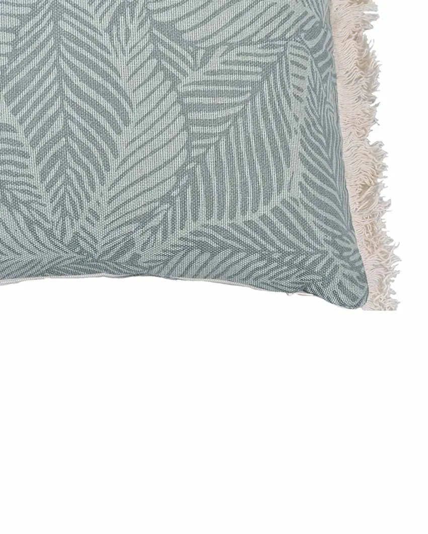 Leafy Serenity Printed Lumbar Cotton Cushion Cover | Set Of 2 | 20 X 12 Inches