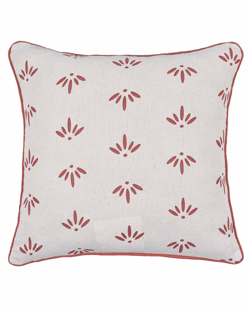 Nature Printed Cotton Cushion Cover | Set Of 2 | 16 X 16 Inches