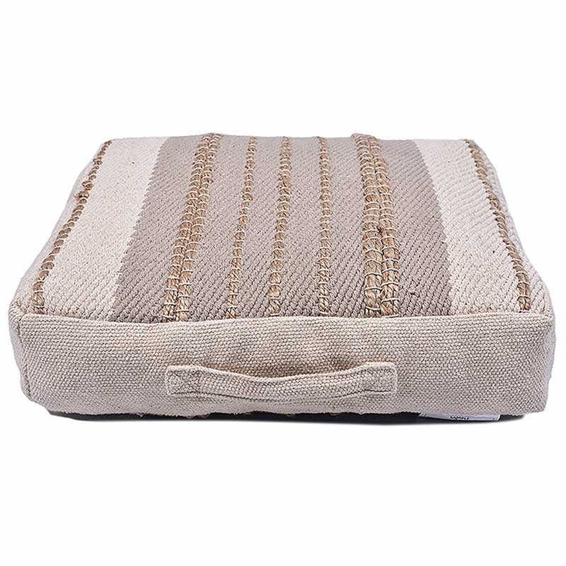 Cotton Jute Stripe Floor Cushion Cover Default Title