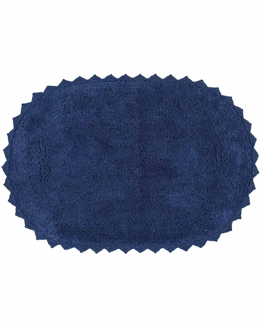 Blue Cloud Walk Oval Cotton Bathmat | 31 X 20 Inches