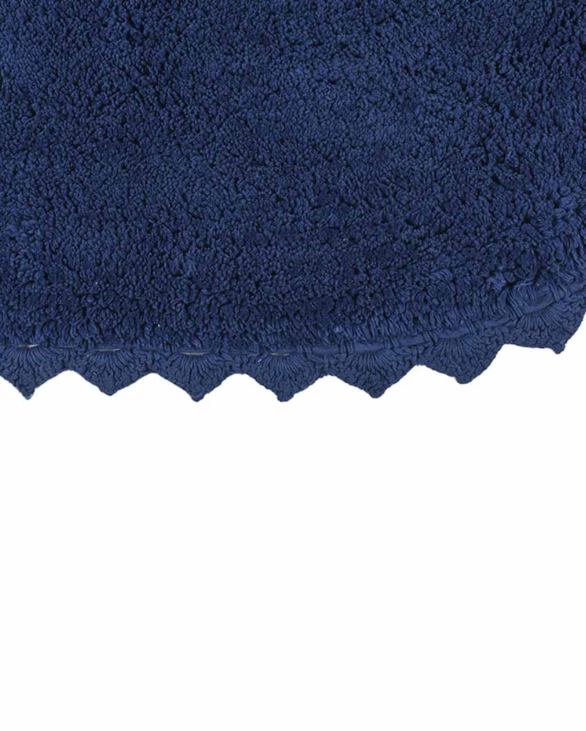 Blue Cloud Walk Oval Cotton Bathmat | 31 X 20 Inches