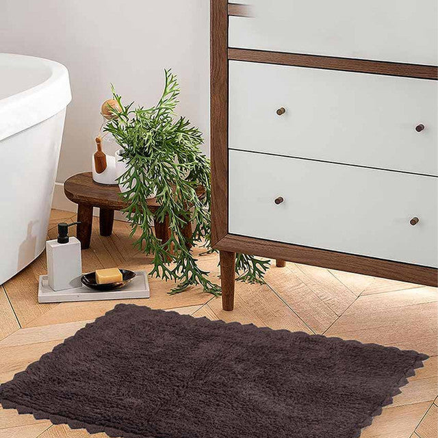 Brown Cloud Walk Rectangle Cotton Bathmat | 31 X 20 Inches