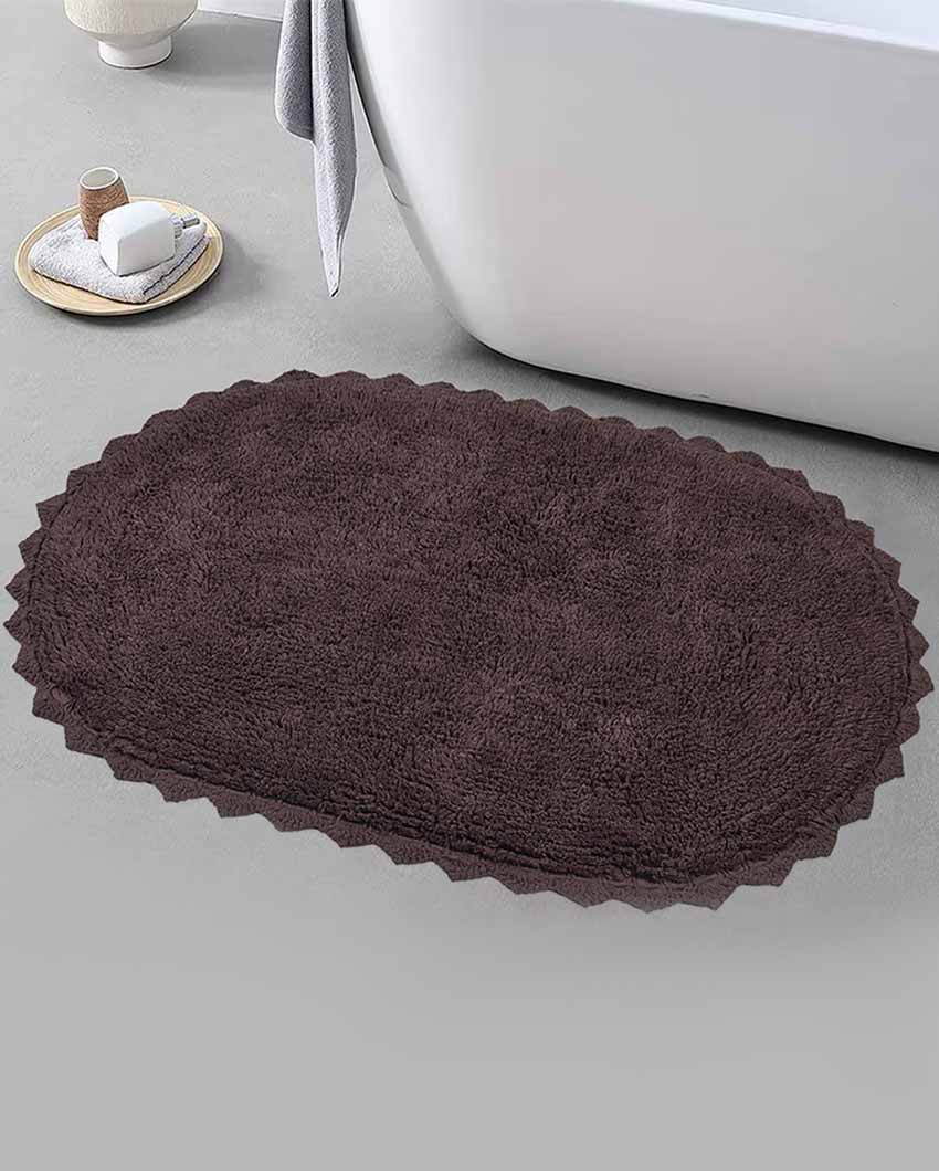 Brown Cloud Walk Oval Cotton Bathmat | 31 X 20 Inches