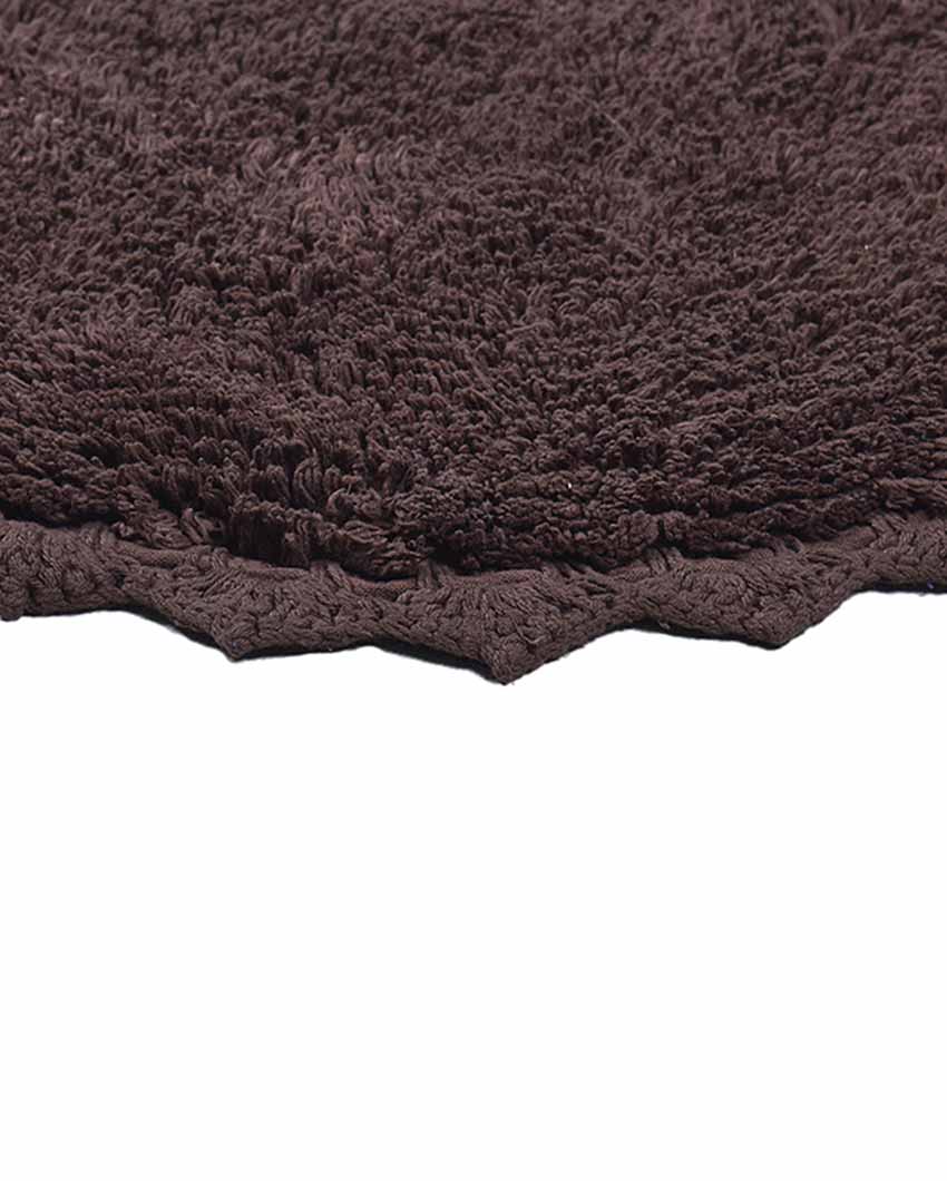 Brown Cloud Walk Oval Cotton Bathmat | 31 X 20 Inches