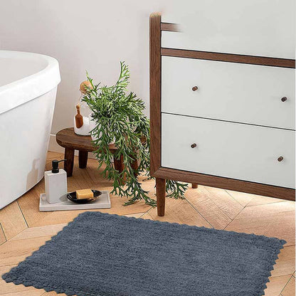 Dark Grey Cloud Walk Rectangle Cotton Bathmat | 31 X 20 Inches