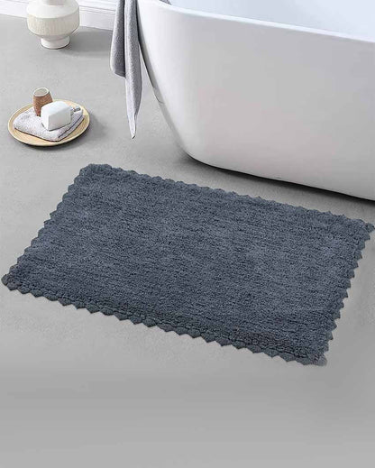 Dark Grey Cloud Walk Rectangle Cotton Bathmat | 31 X 20 Inches