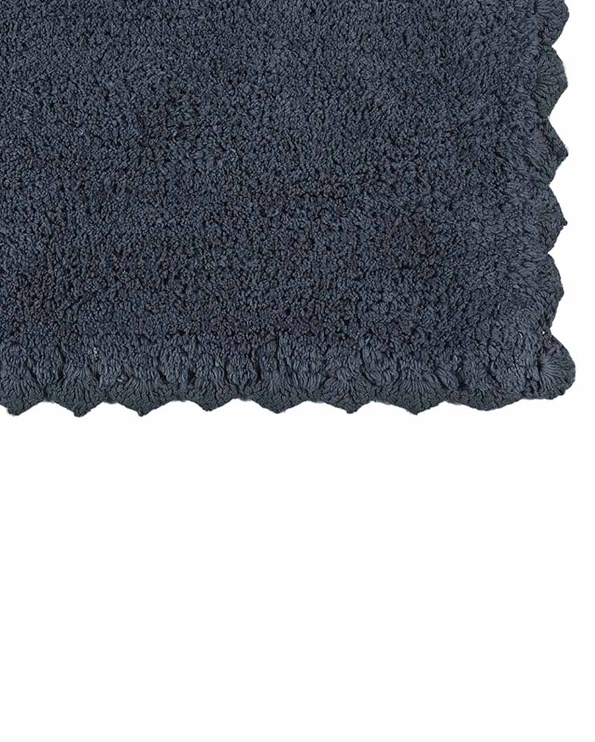 Dark Grey Cloud Walk Rectangle Cotton Bathmat | 31 X 20 Inches