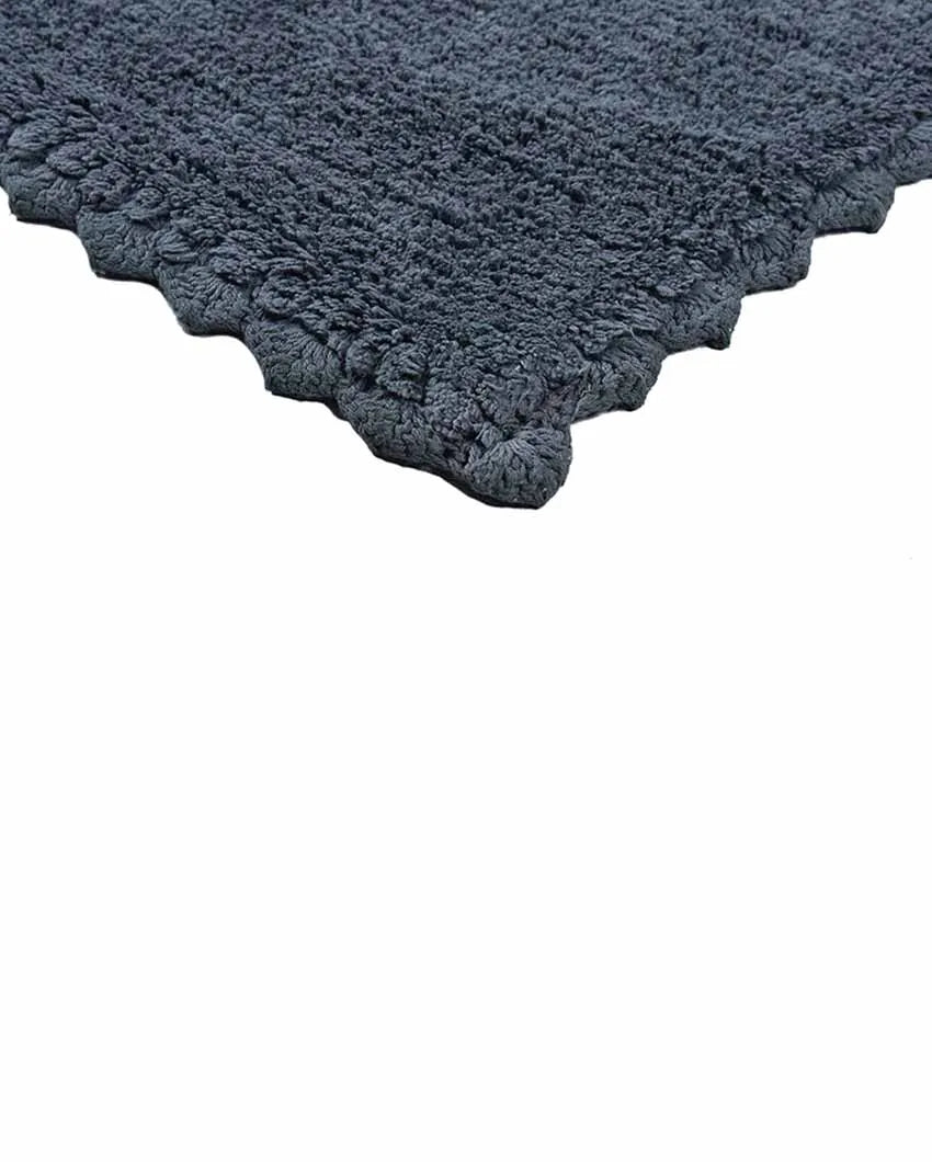 Dark Grey Cloud Walk Rectangle Cotton Bathmat | 31 X 20 Inches