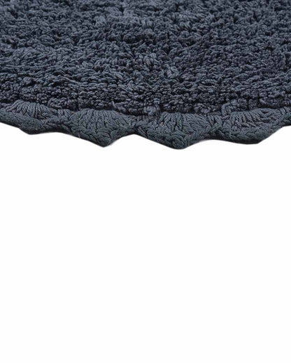 Dark Grey Cloud Walk Oval Cotton Bathmat | 31 X 20 Inches