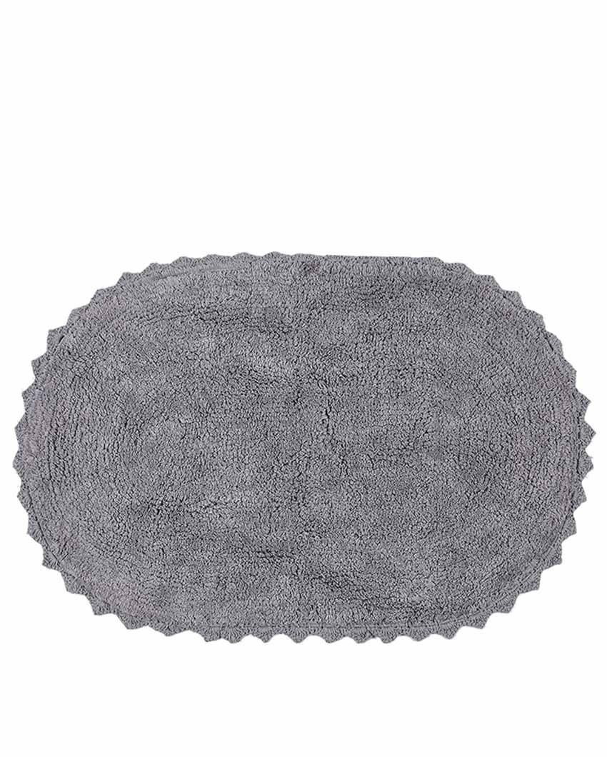 Light Grey Cloud Walk Oval Cotton Bathmat | 31 X 20 Inches