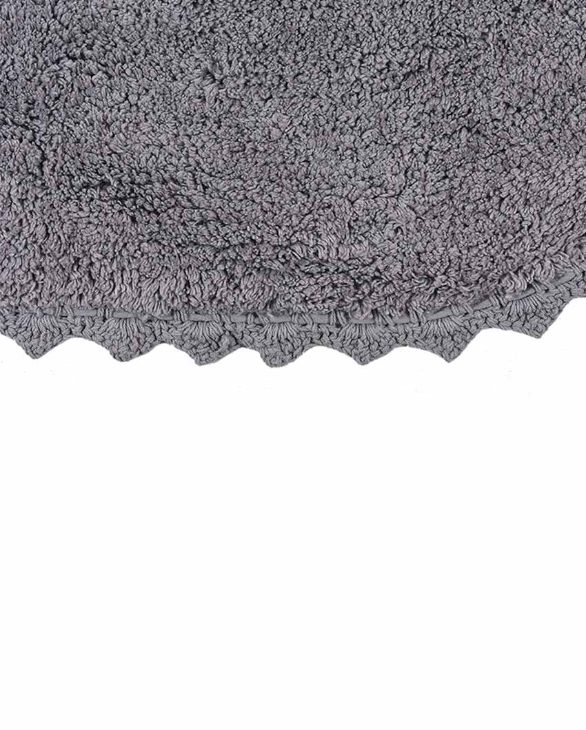 Light Grey Cloud Walk Oval Cotton Bathmat | 31 X 20 Inches