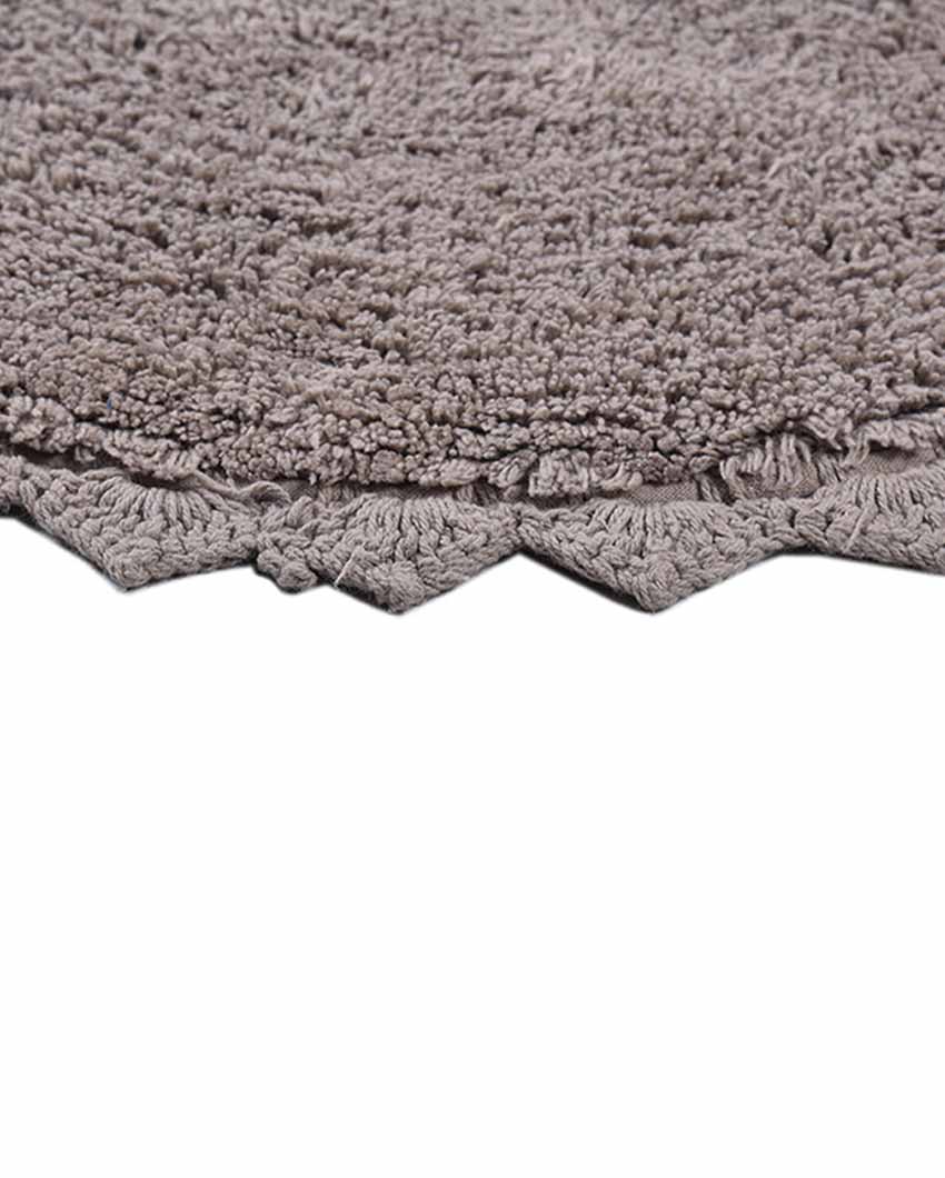 Beige Cloud Walk Oval Cotton Bathmat | 31 X 20 Inches
