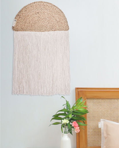 Boho Chic Fringed Moon Wall Hanging | 14 x 16 inches