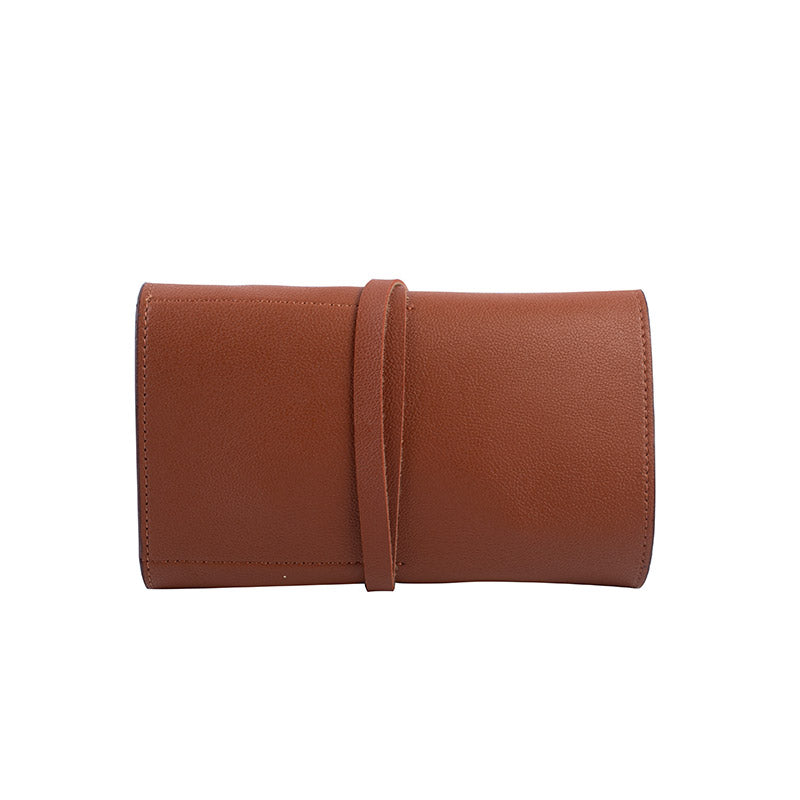 Roll Up Faux Leather Organiser Pouch| Multiple Colors Burnt Orange