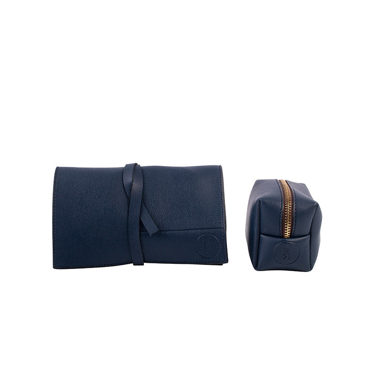 Roll Up Faux Leather Organiser Pouch| Multiple Colors Blue