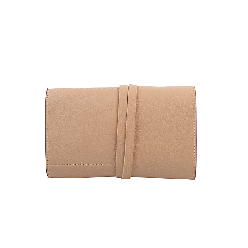 Roll Up Faux Leather Organiser Pouch| Multiple Colors Beige