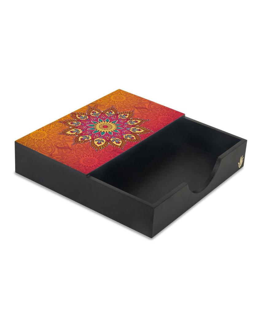 Elegant Mandala Design Black Napkin Holder | 8 x 2 inches