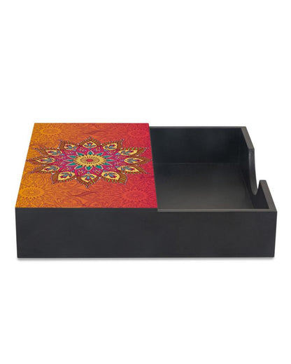 Elegant Mandala Design Black Napkin Holder | 8 x 2 inches