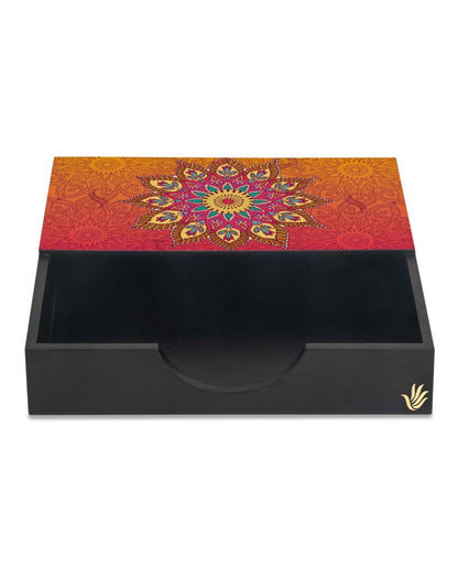 Elegant Mandala Design Black Napkin Holder | 8 x 2 inches