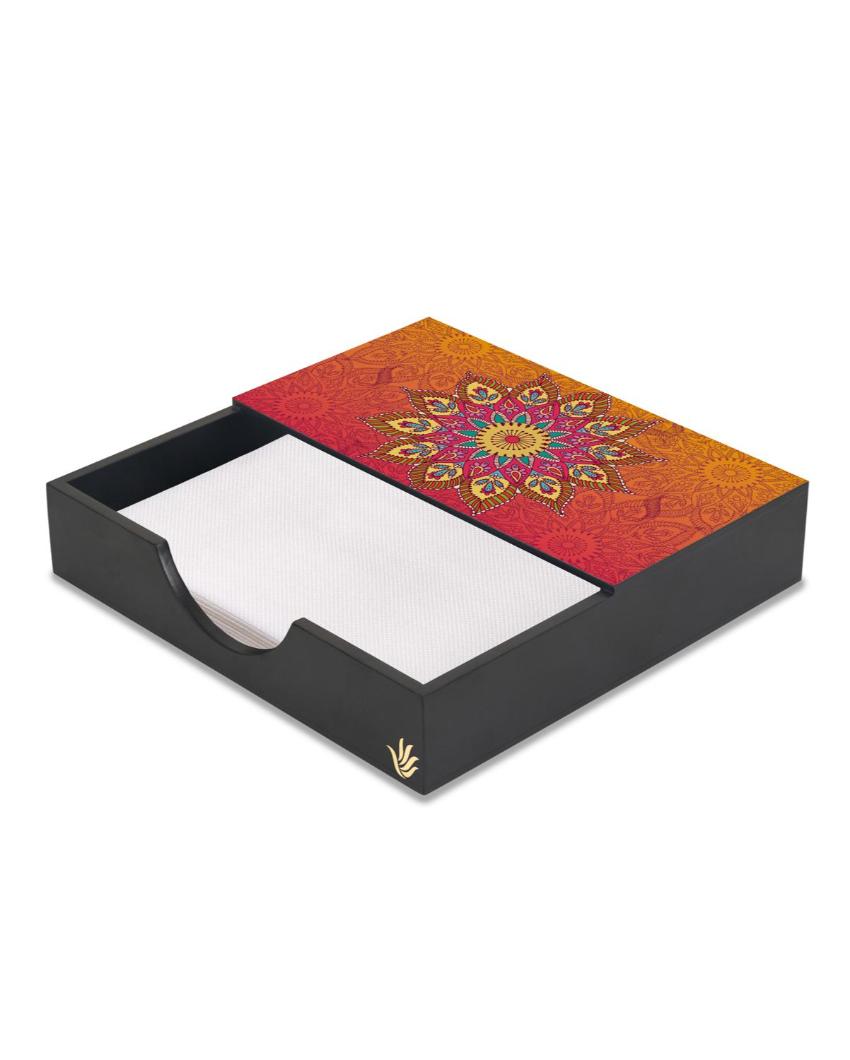 Elegant Mandala Design Black Napkin Holder | 8 x 2 inches