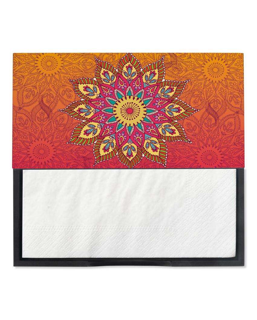 Elegant Mandala Design Black Napkin Holder | 8 x 2 inches