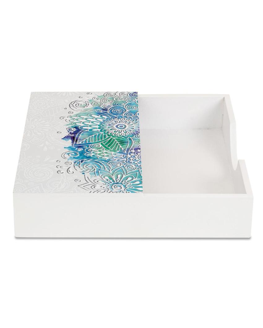 Creative Abstract Flowers Design White Napkin Holder | 8 x 2 inches