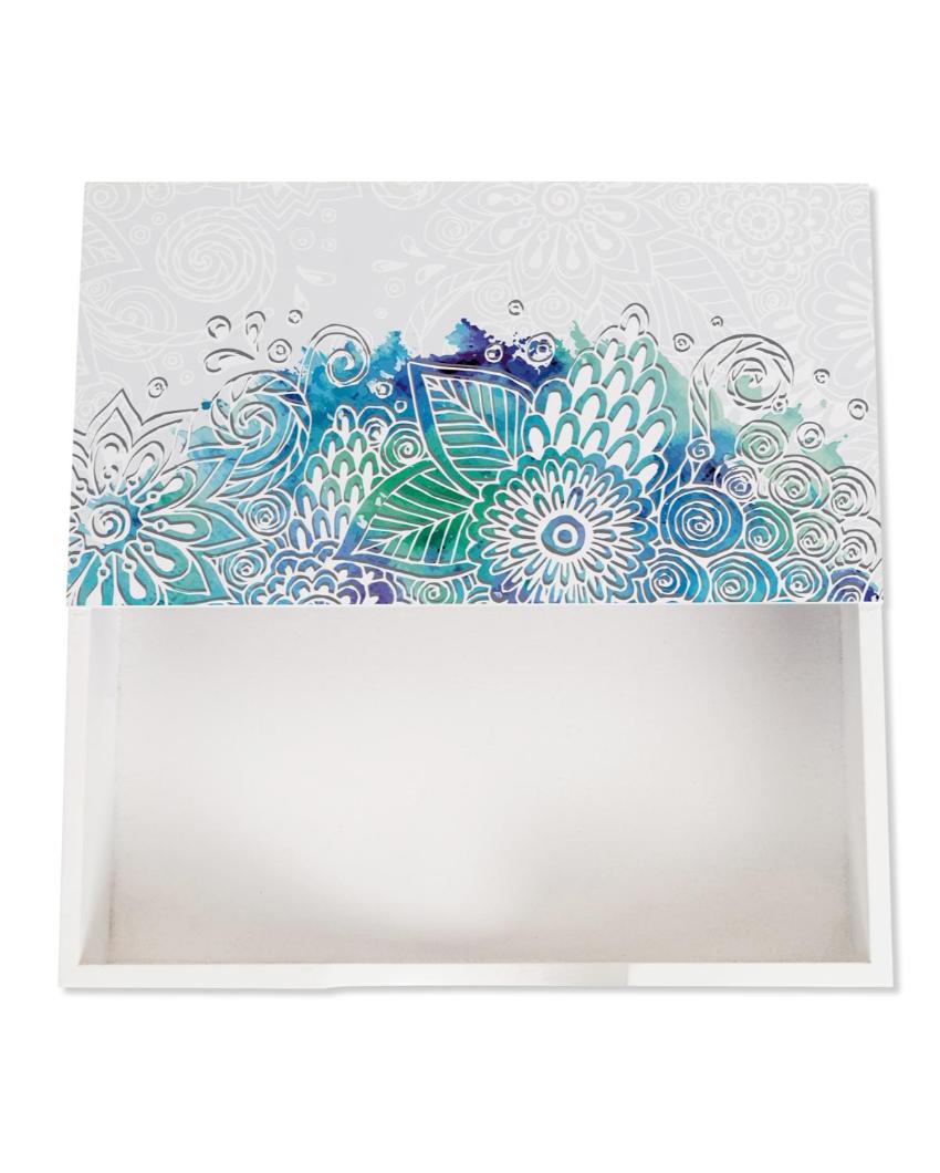 Creative Abstract Flowers Design White Napkin Holder | 8 x 2 inches