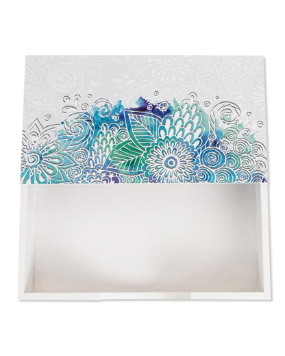 Creative Abstract Flowers Design White Napkin Holder | 8 x 2 inches