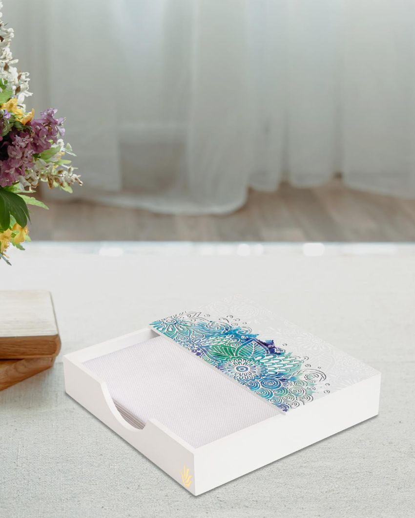 Creative Abstract Flowers Design White Napkin Holder | 8 x 2 inches