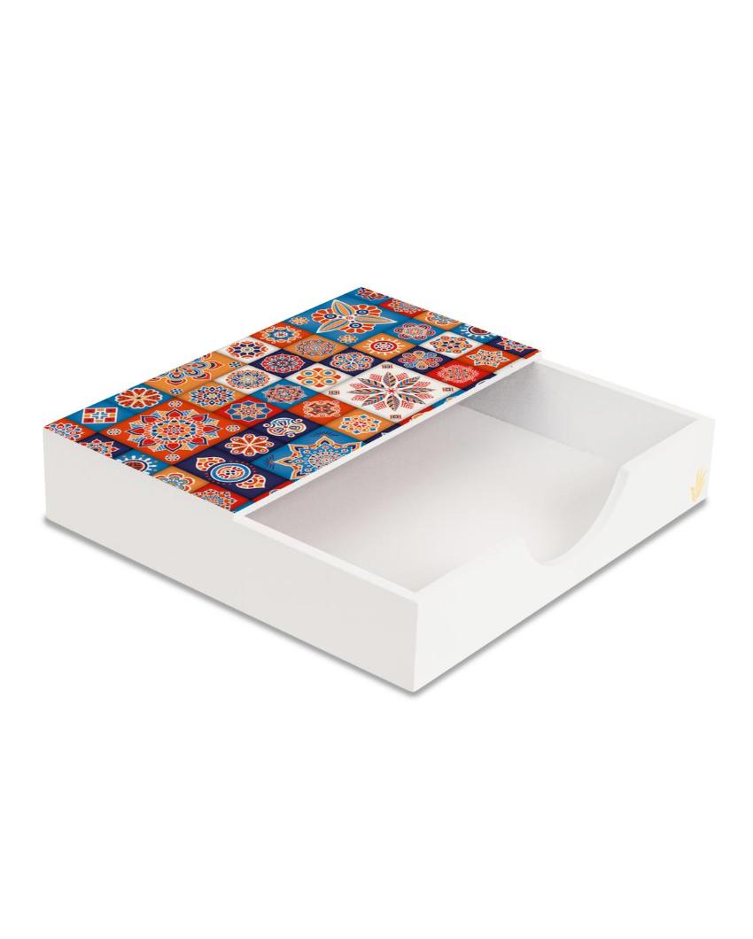 Charming Floral Tiles Design White Napkin Holder | 8 x 2 inches