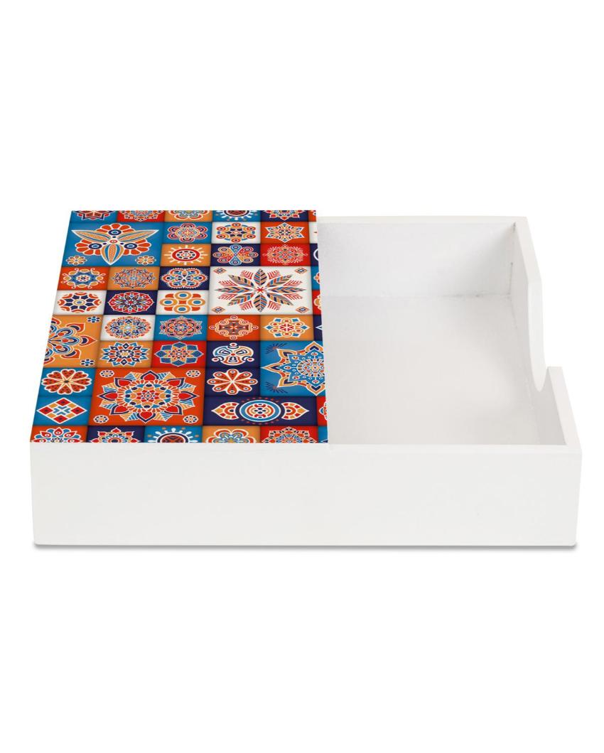 Charming Floral Tiles Design White Napkin Holder | 8 x 2 inches