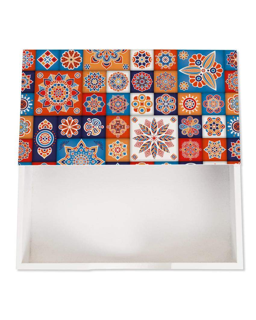 Charming Floral Tiles Design White Napkin Holder | 8 x 2 inches