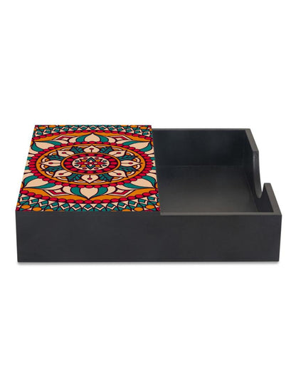 Timeless Mandala Design Black Napkin Holder | 8 x 2 inches