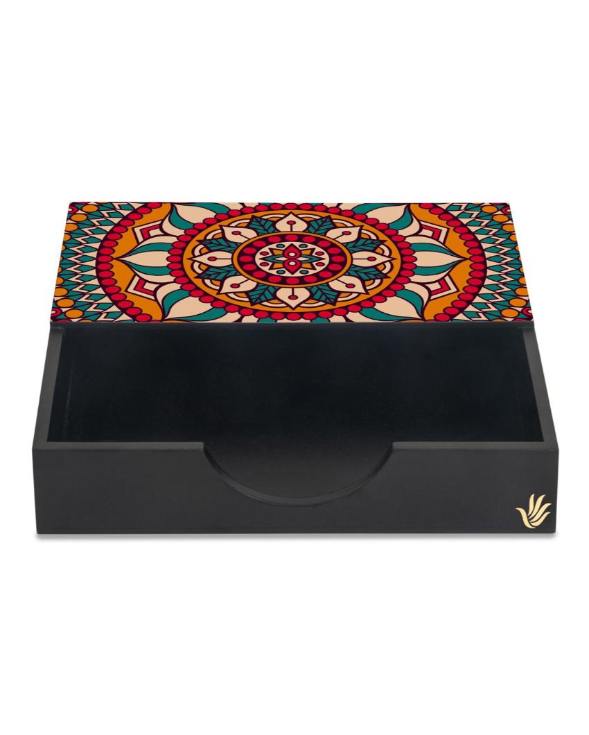 Timeless Mandala Design Black Napkin Holder | 8 x 2 inches