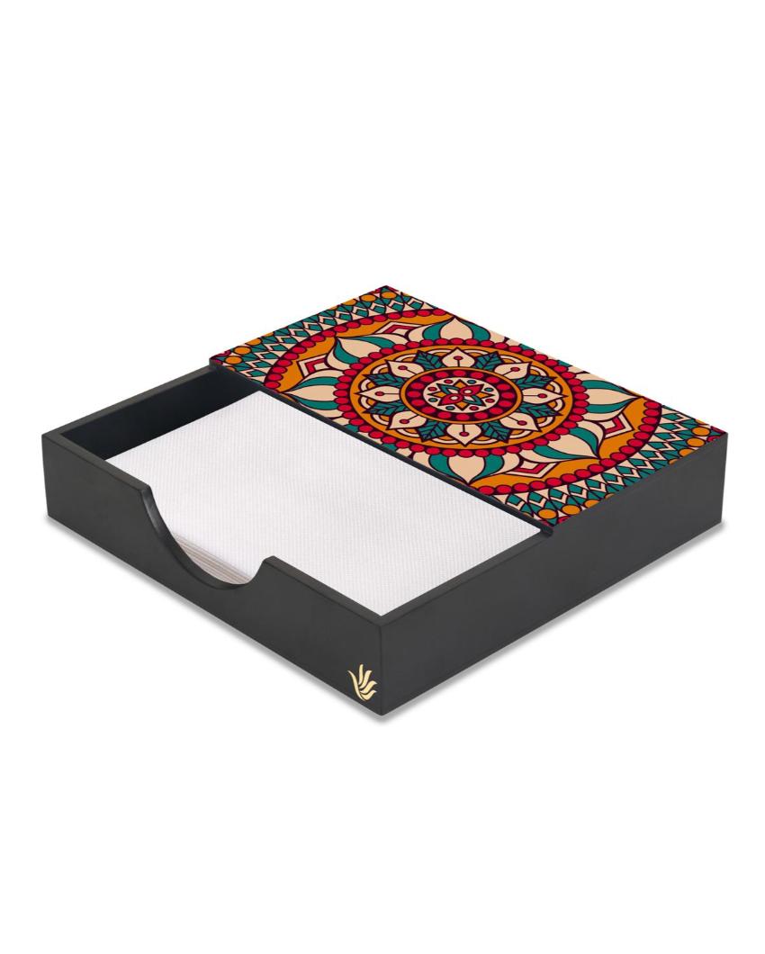 Timeless Mandala Design Black Napkin Holder | 8 x 2 inches