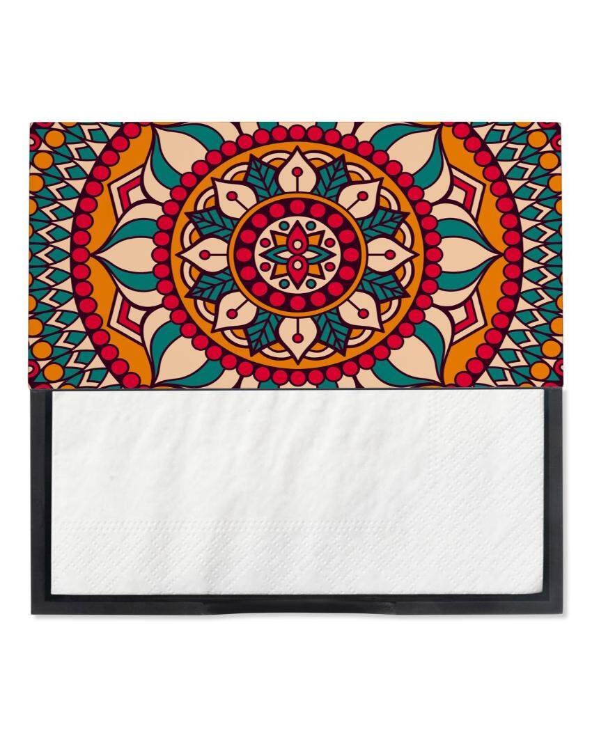 Timeless Mandala Design Black Napkin Holder | 8 x 2 inches