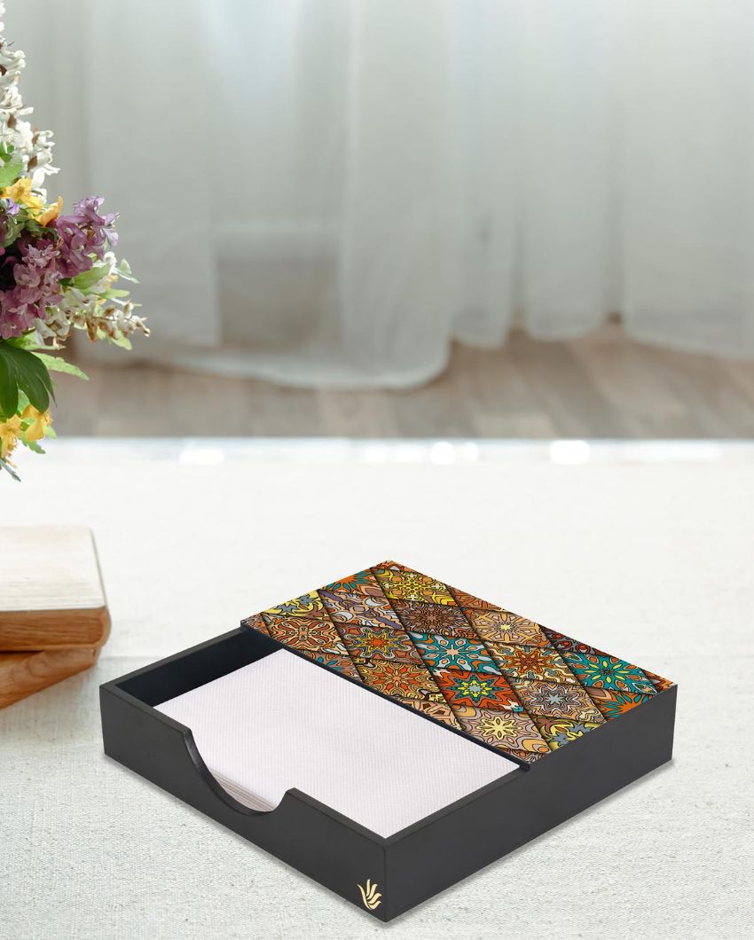 Modern Diamond Design Black Napkin Holder | 8 x 2 inches