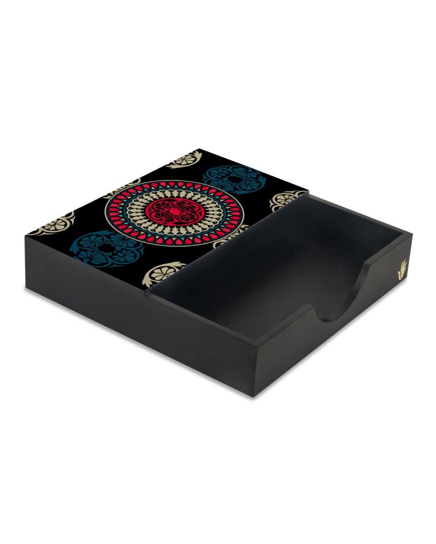 Classic Mandala Design Black Napkin Holder | 8 x 2 inches