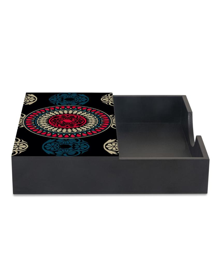 Classic Mandala Design Black Napkin Holder | 8 x 2 inches