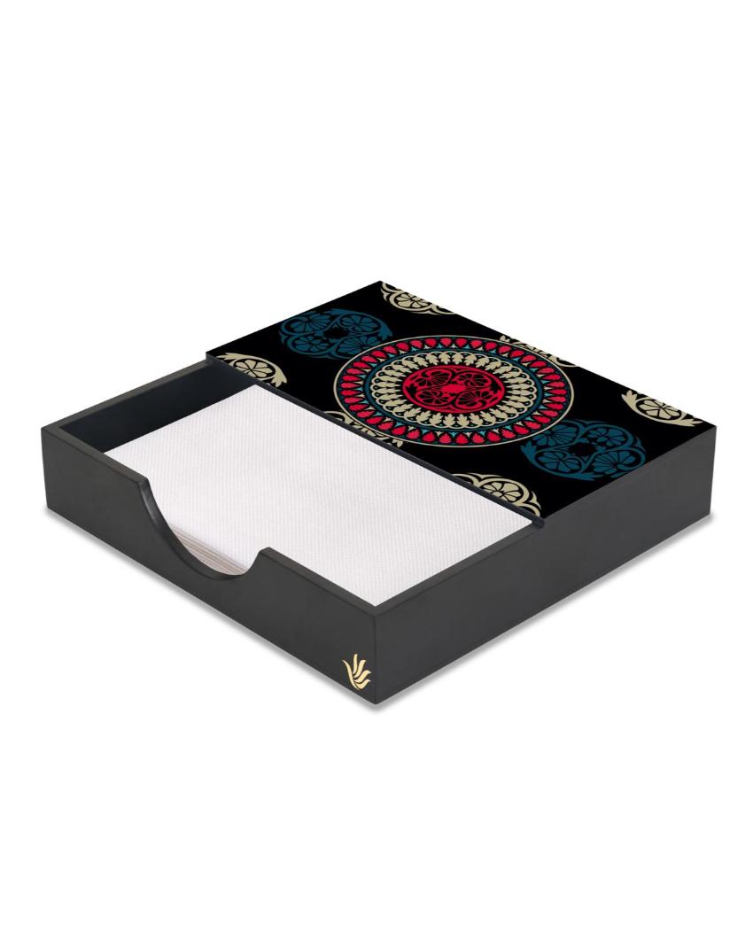 Classic Mandala Design Black Napkin Holder | 8 x 2 inches