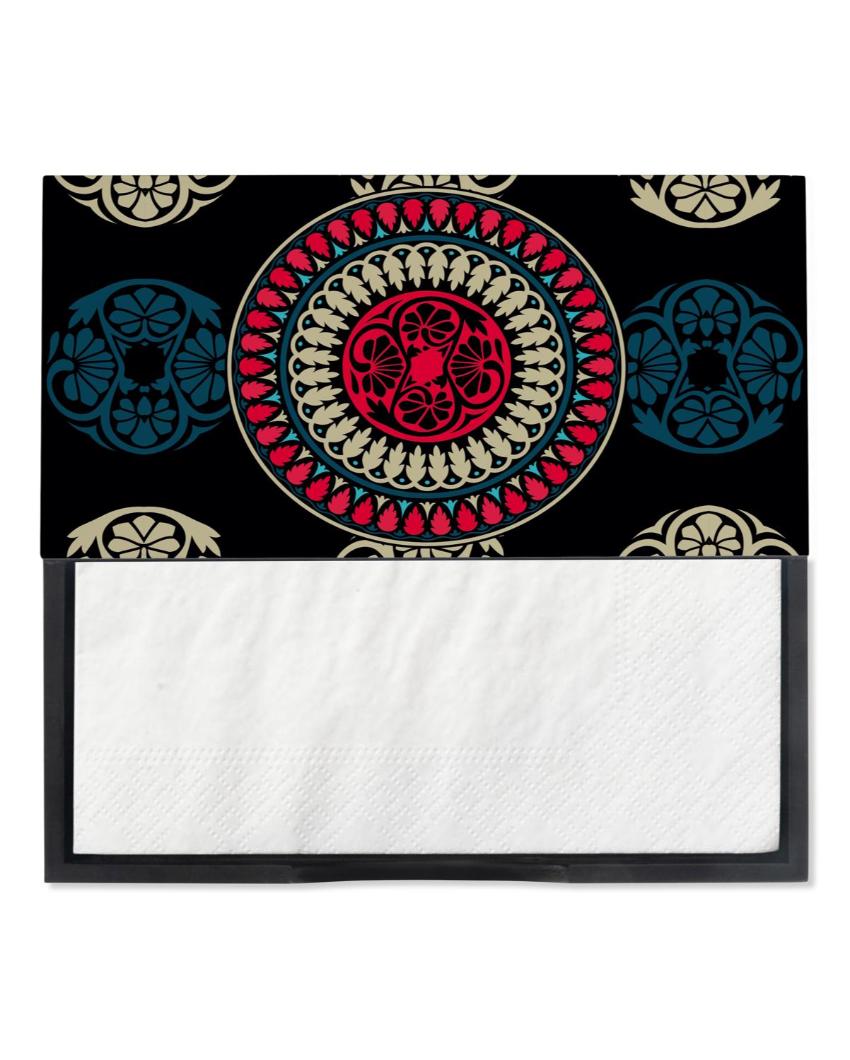 Classic Mandala Design Black Napkin Holder | 8 x 2 inches