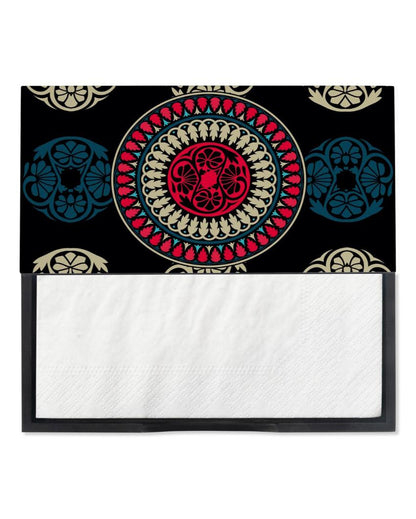 Classic Mandala Design Black Napkin Holder | 8 x 2 inches