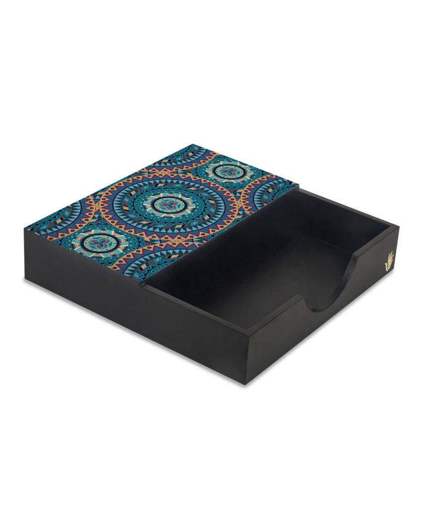 Sophisticated Mandala Design Black Napkin Holder | 8 x 2 inches