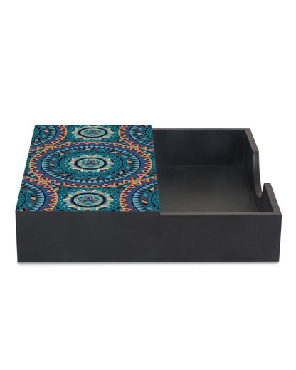 Sophisticated Mandala Design Black Napkin Holder | 8 x 2 inches