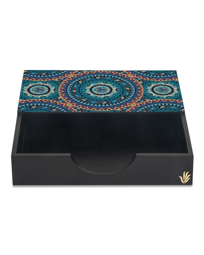 Sophisticated Mandala Design Black Napkin Holder | 8 x 2 inches