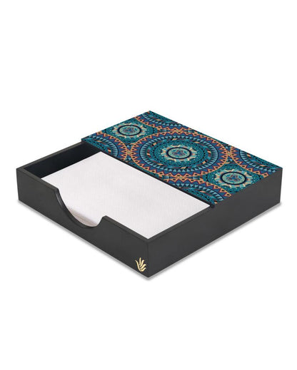 Sophisticated Mandala Design Black Napkin Holder | 8 x 2 inches