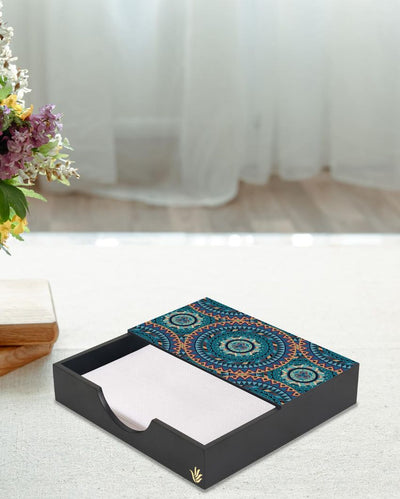 Sophisticated Mandala Design Black Napkin Holder | 8 x 2 inches