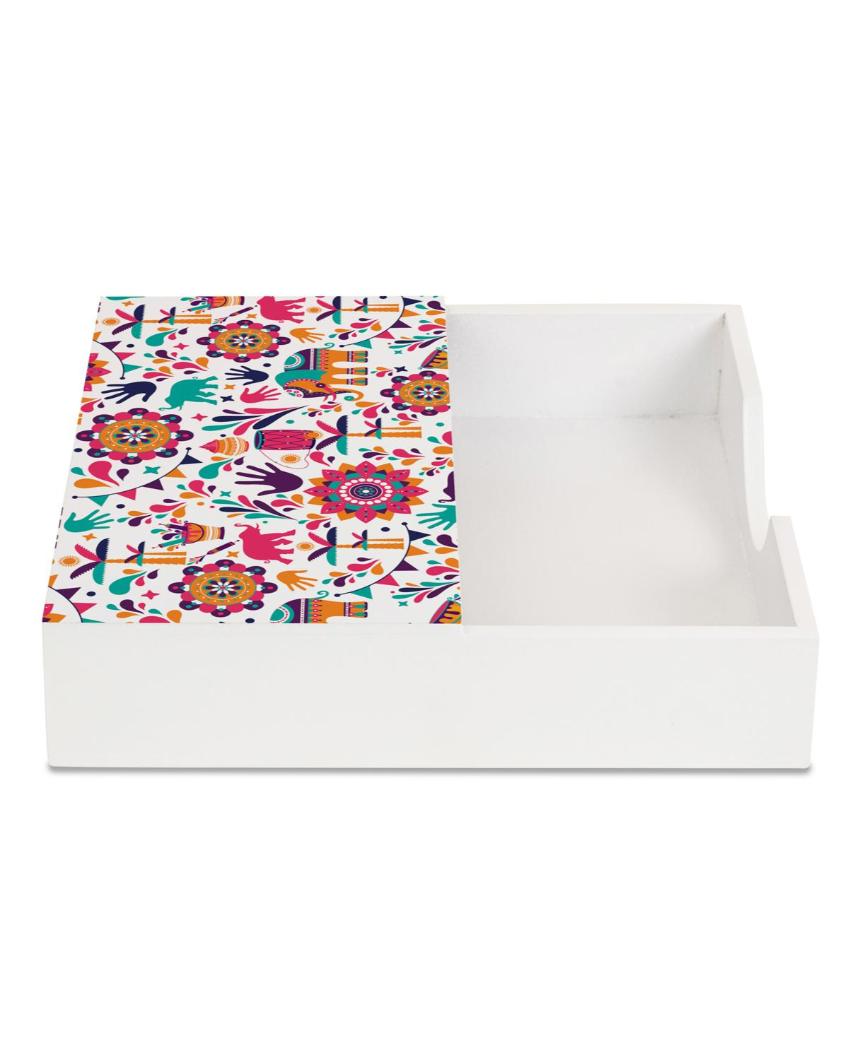 Traditional India Design White Napkin Holder | 8 x 2 inches