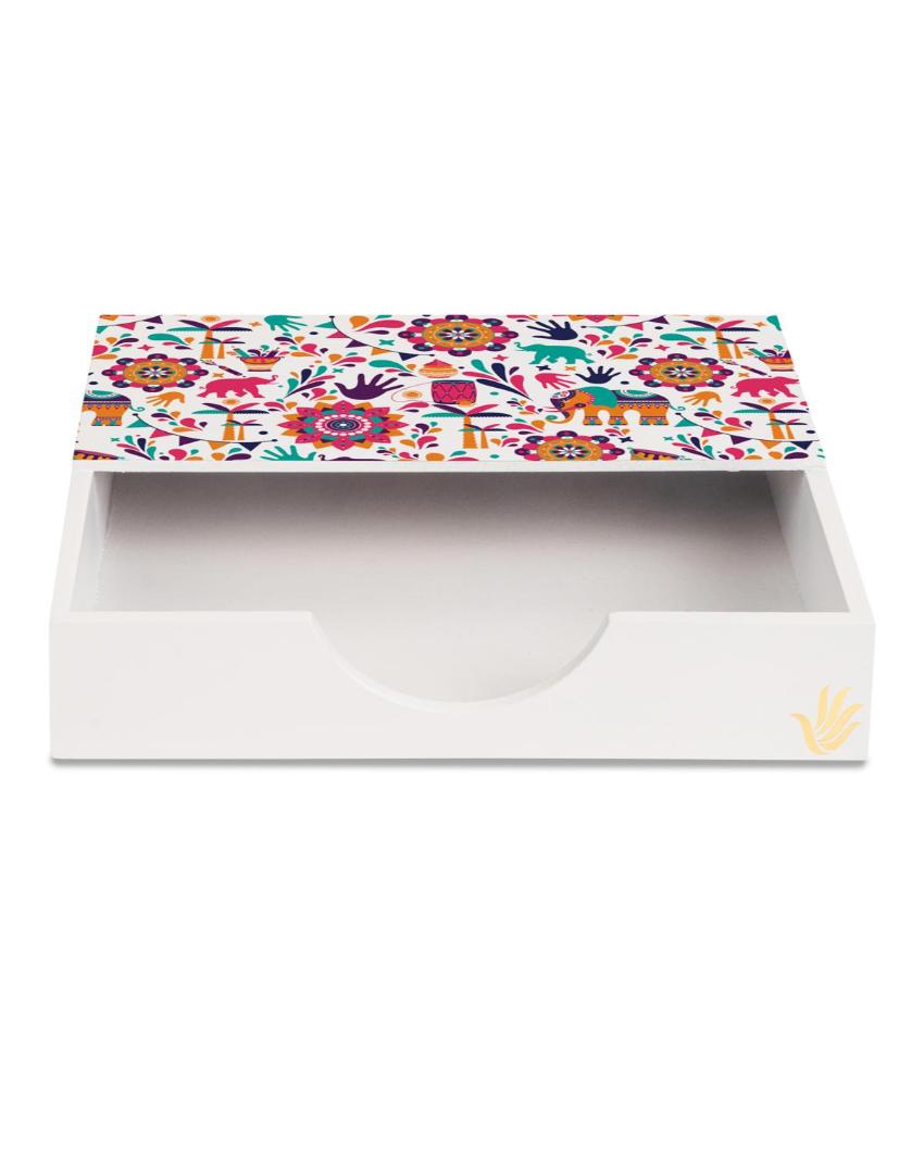 Traditional India Design White Napkin Holder | 8 x 2 inches