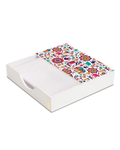 Traditional India Design White Napkin Holder | 8 x 2 inches